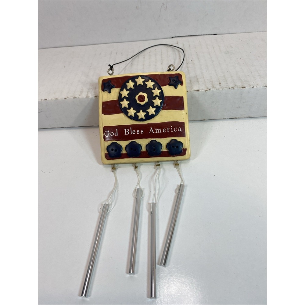 Windchimes "God Bless America" Fourth Of July 4 x 4"